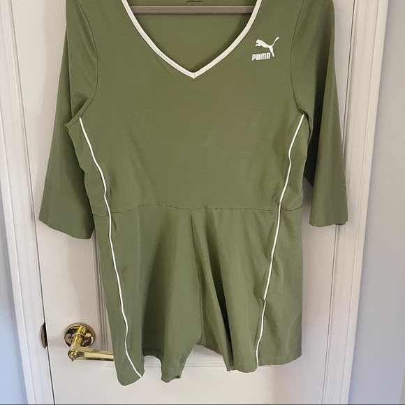 PLUS puma 3/4 sleeve unitard in Khaki exclusive to ASOS - Picture 6 of 8